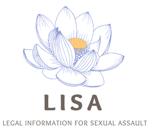 LISA logo. An image of a lotus flower with the wording LISA Legal Information for Sexual Assault